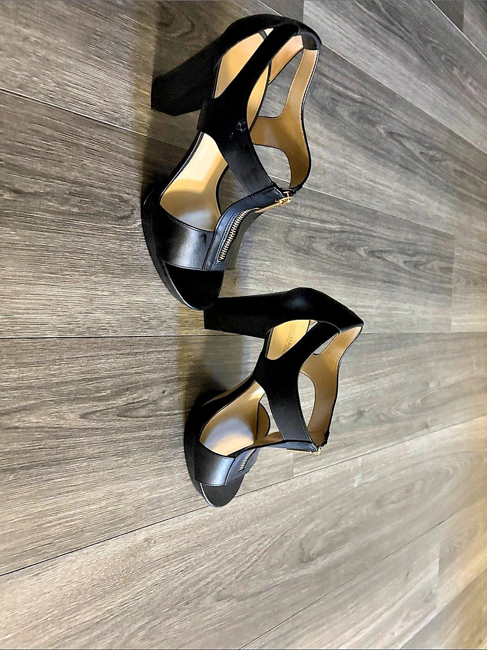 Michael Kors Berkley Leather Block-Heel Sandal Black Heels